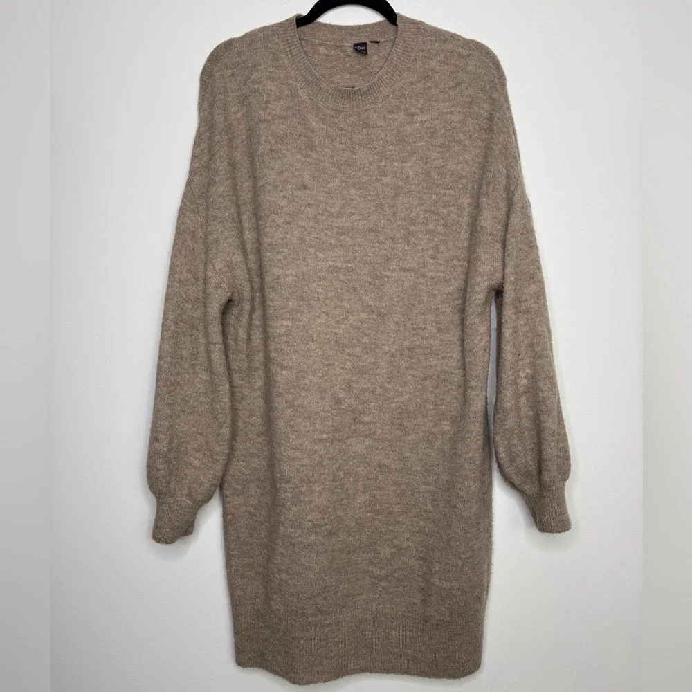 Simons tan wool mohair knit sweater dress - Picture 1 of 8